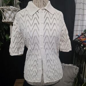 BDG Cream Knit Button-Up Cardigan